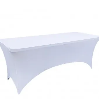 [1018] Housse Blanche Lycra pour Table 180 cm