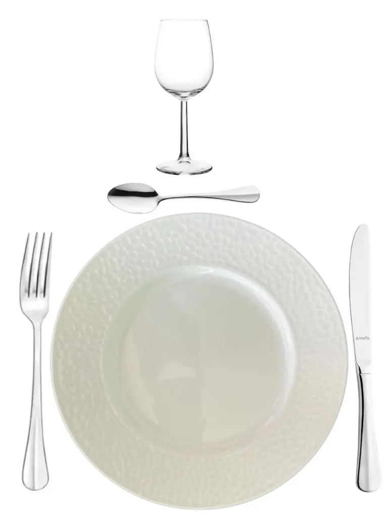 Pack Porcelaine Martelée N°1  1 Ass- V Vin Trai- couverts baguette